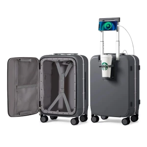 Двухкомплектный набор чемоданов с держателем для телефона и чашки, зарядным устройством, жестким корпусом и вращающимися... — Умные чемоданы, mixi