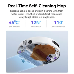 Робот-пылесос с функцией влажной уборки, FlowWash Real-Time Self-Cleaning Track Mop, 22 000 Па, двойная камера AI,... — Роботы-пылесосы, Narwal