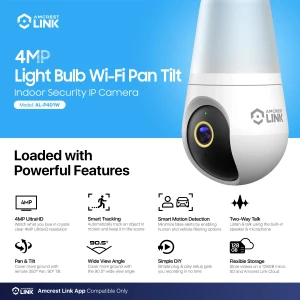4MP Wi-Fi камера-лампочка с поворотом и наклоном — Камеры видеонаблюдения, Amcrest