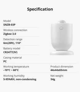Датчик движения Zigbee — Датчики движения и открытия, Sonoff