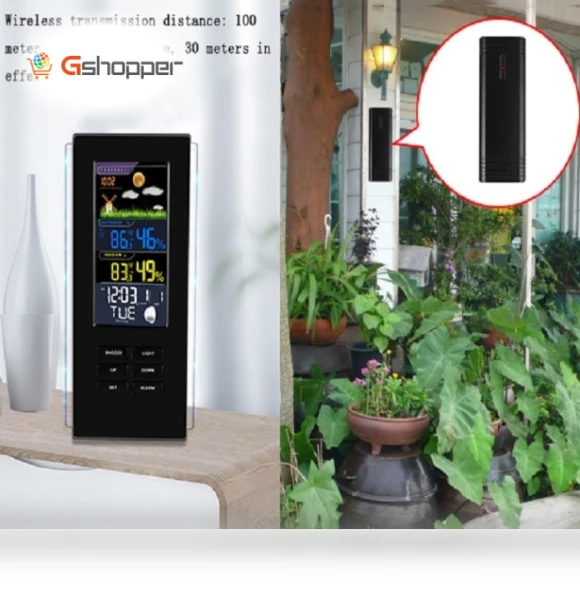 Colorful Screen Indoor Outdoor Temperature Humidity Meter Barometer Smart Digital Clock — Barometers