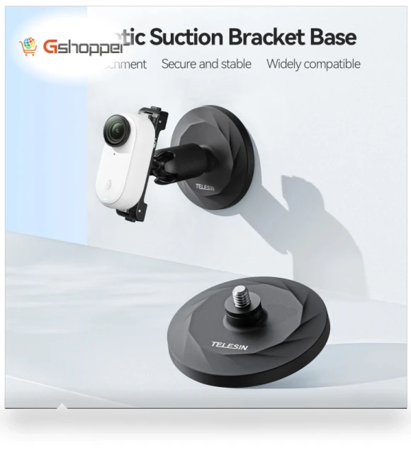 Magnetic Base Mounting Bracket with 1/4" Connector for DJI Pocket 3 / Insta360 Smart Phones — Camera Brackets, TELESIN
