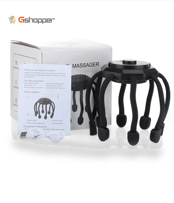 Electric Scalp Massager Multi Claw Vibration Decompression Stimulating Hair Scratcher — Head Relaxation Tools