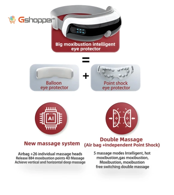 Intelligent Eye Protector with 26 Massage Heads and Hot Compress — Rollers & Pens