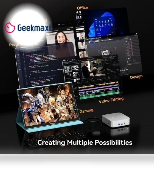 AI Mini PC with AMD Ryzen 9 8945HS, 32GB DDR5 RAM, 2TB SSD — Single Board PCs, GEEKOM
