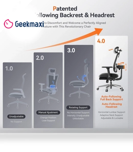 Ergonomic Chair with Footrest, Auto-Following Backrest Headrest, Adaptive Lower Back Support - Black — Desk Chairs, NEWTRAL