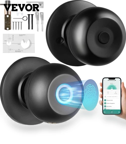 Smart Door Knob with Fingerprint and Bluetooth Lock — Smart Home Security, VEVOR