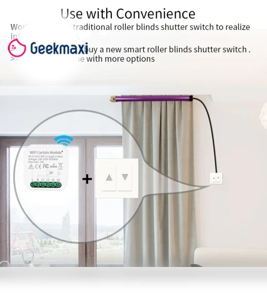 Smart Switch Controller for Curtains with WiFi, Countdown, and Timing Function — Smart Home Hubs & Controllers, NONAME