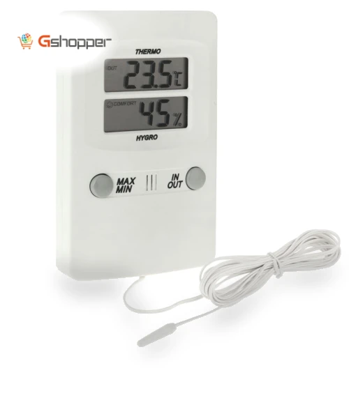 Digital LCD Indoor Outdoor Sensor Probe Weather Humidity Hygrometer Thermometer — Barometers