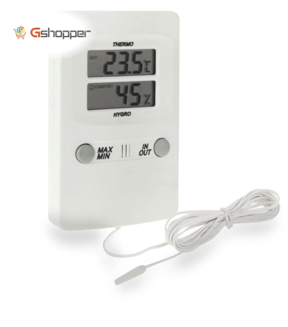 Digital LCD Indoor Outdoor Sensor Probe Weather Humidity Hygrometer Thermometer — Barometers