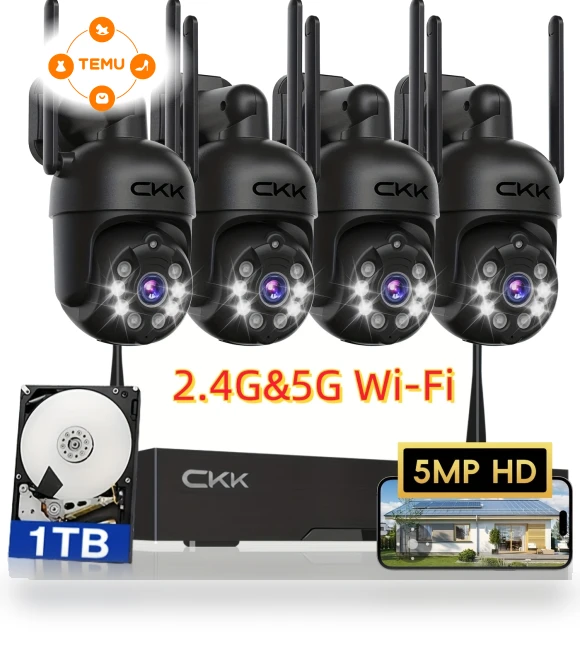 3K Wireless Security System with 4 PTZ Cameras — Smart Home Security