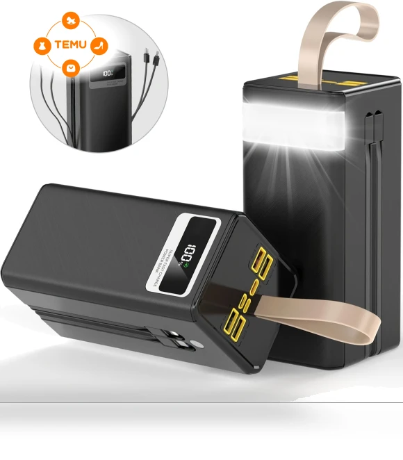 60000mAh Large Capacity Power Bank with Fast Charging and Flashlight — Chargers