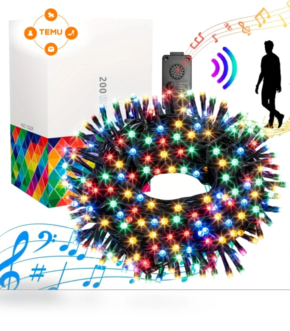 82 Ft 200 Lt Christmas Lights with Music & Motion Sensor — Outdoor Security & Flood Lighting