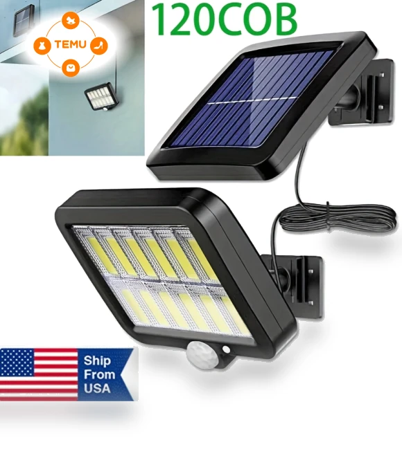 120 LED Solar Outdoor Flood Lights with Remote Control, Motion Sensor, Waterproof — Outdoor Security & Flood Lighting