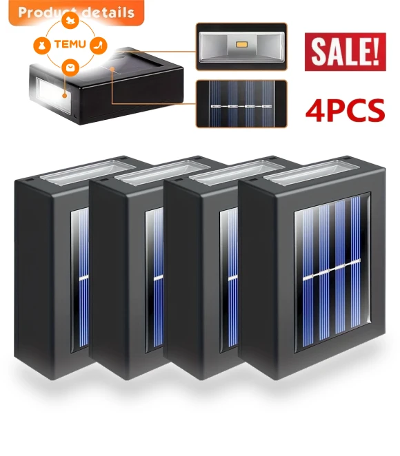 Solar Wall Lights - 4pcs Set with Bright 2LEDs, Soft Light, Motion Sensor, Up and Down Lighting — Garden Illumination