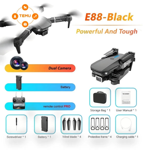 FPV Quadcopter Drone with Dual Camera, Foldable Design for Beginners — Drones