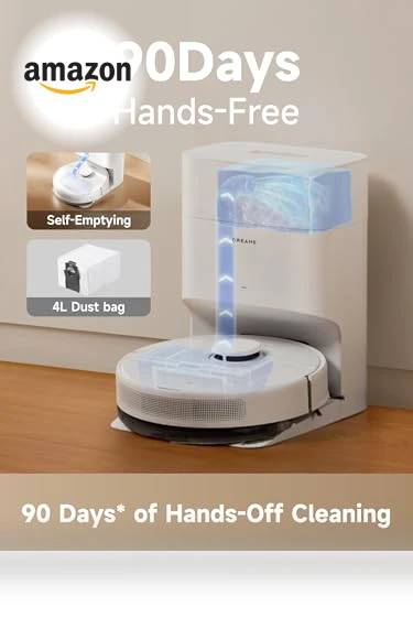 Robot Vacuum and Mop with Self-Emptying Base, 6000 Pa Suction, LiDAR Navigation — Smart Cleaning Robots, Dreame