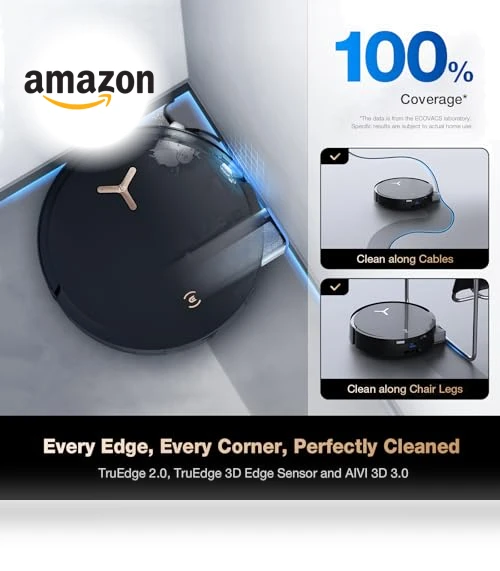 Robot Vacuum and Mop with Self-Washing, 18000Pa Suction, Auto Cleaning Solution Adding, Hot Air-Drying, Self-Emptying — Smart Cleaning Robots, ECOVACS