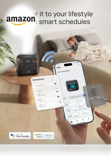 Smart Humidifier with Nightlight, 4L Top Fill, 32H Runtime — Air Moisturizers, Dreo