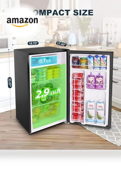 3.2 Cu.Ft Mini Fridge with Freezer, Adjustable Thermostat, Single Door Compact Refrigerator — Mini Fridges, Upstreman