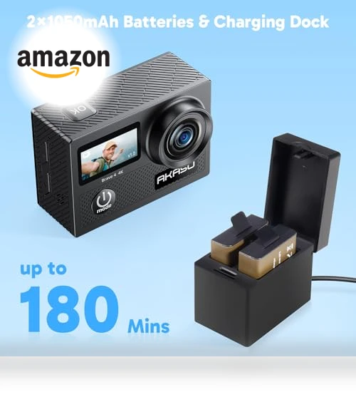 4K30fps WiFi Action Camera with Waterproof Case and Accessories — Adventure & Sports Cameras, AKASO