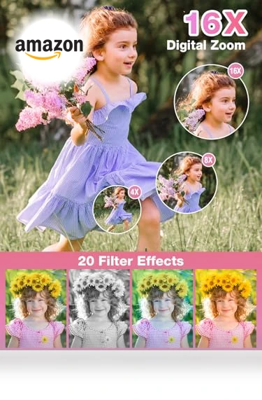 FHD 1080P Kids Camera 44MP Point and Shoot Digital Camera with 32GB Card — Portable Media Devices & Accessories, Nsoela
