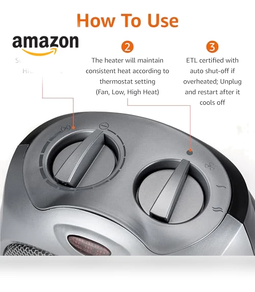 Ceramic Space Heater, Portable Heater for Indoor Use — Portable Heating Solutions, Amazon Basics