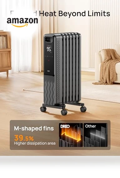 Oil Filled Radiator Heater with Remote Control, 1500W — Home Climate Control, Dreo