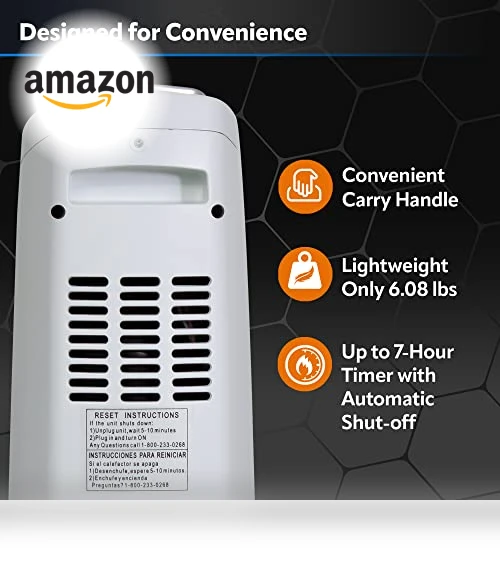 Oscillating Ceramic Tower Space Heater with Timer and Overheat Protection — Portable Heating Solutions, Lasko