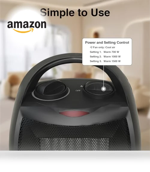 Portable Ceramic Space Heater with Fan - 1500W, 200 Sq Ft Coverage — Portable Heating Solutions, Lutntc