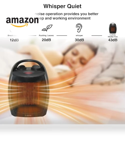 Portable Ceramic Space Heater with Fan - 1500W, 200 Sq Ft Coverage — Portable Heating Solutions, Lutntc
