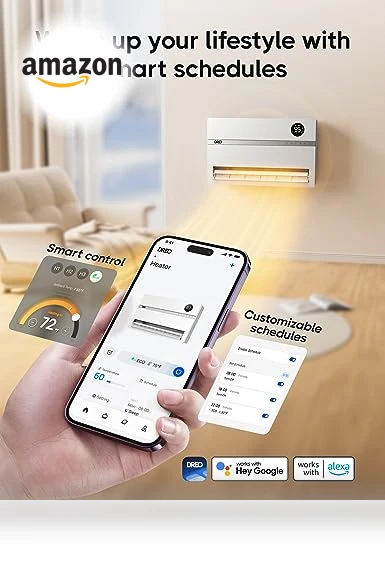 Smart Wall Heater with Remote Control, 1500W Electric Space Heater for Bedroom — Portable Heating Solutions, Dreo