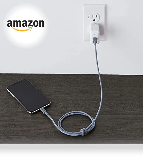 MFi Certified Fast Charging USB-C to Lightning Nylon Braided Charger Cable — Lightning, Amazon Basics