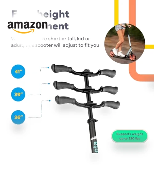 Adjustable Kick Scooter with Large Wheels for Kids, Teens & Adults — Push Scooters, Lascoota