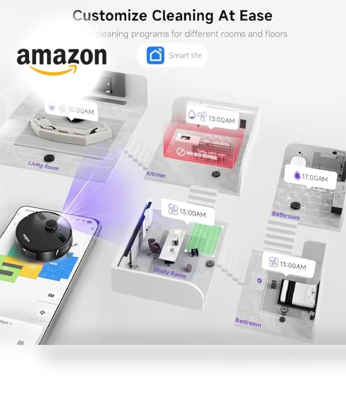 Robot Vacuum and Mop Combo with Self Emptying Station, Lidar Navigation — Smart Cleaning Robots, MONSGA