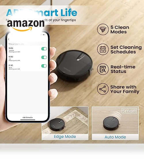 Robot Vacuum Cleaner with 3000Pa Suction, APP/Voice Control, Self-Charging — Smart Cleaning Robots, ROPVACNIC