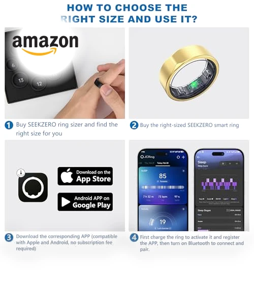 Smart Ring - Sleep & Activity Monitor with Heart Rate, Stress, SPO2 Tracker — Health & Fitness, SEEKZERO