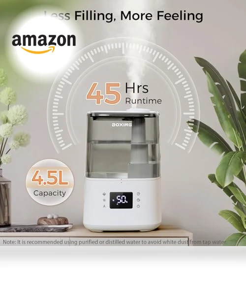 Warm and Cool Mist Humidifier with Remote, 4.5L — Air Moisture Control, BOXING