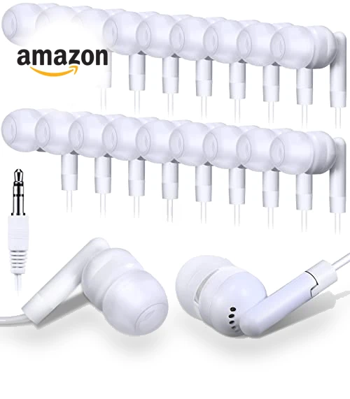 100 Pack Wired Earbuds Bulk for Classroom, No Microphone, 3.5MM Jack — In-Ear Headphones, Kanayu