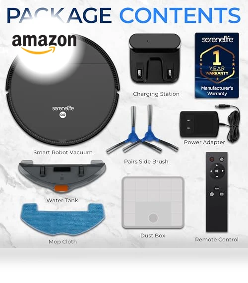 Smart Robot Vacuum and Mop Combo with App Control — Smart Cleaning Robots, SereneLife