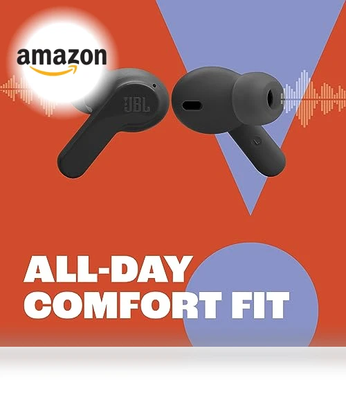 True Wireless Earbuds with Deep Bass Sound, Bluetooth 5.2, Water Resistant — In-Ear Headphones, JBL