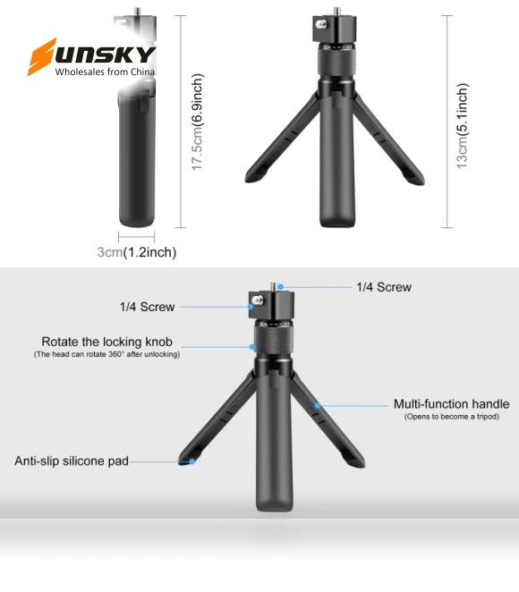 Rotary Handle Desktop Tripod Stand — Camera Supports, PULUZ