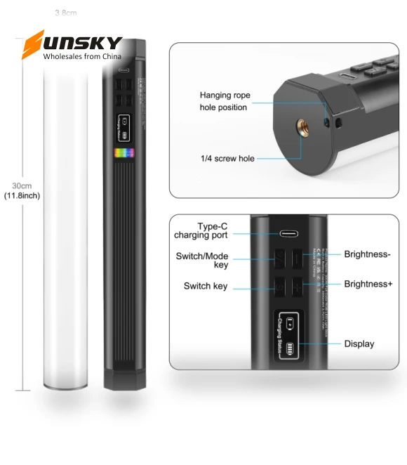 Photo Handheld Full Color RGB Stick Light — Selfie Lights, PULUZ