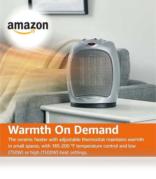 Oscillating Ceramic Space Heater — Portable Heating Solutions, Amazon Basics