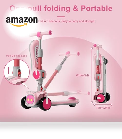 2-in-1 Scooters Kids 3 Wheel Kick Scooter — Push Scooters, Keamaidy