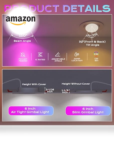 6 inch Gimbal Smart WiFi LED Recessed Lights — LED, CLOUDY BAY