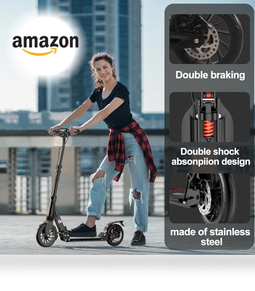 Foldable Scooter with Rear Disc Brake & Dual Shock Absorbers — Push Scooters, Aolorozo
