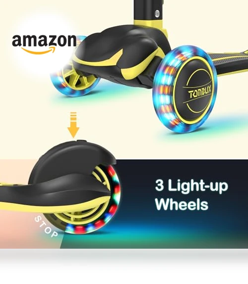 Light Up 3 Wheel Kick Scooter for Kids — Push Scooters, TONBUX