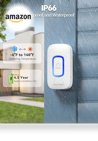 Wireless Doorbell with RGB Light — Chimes, TECKNET