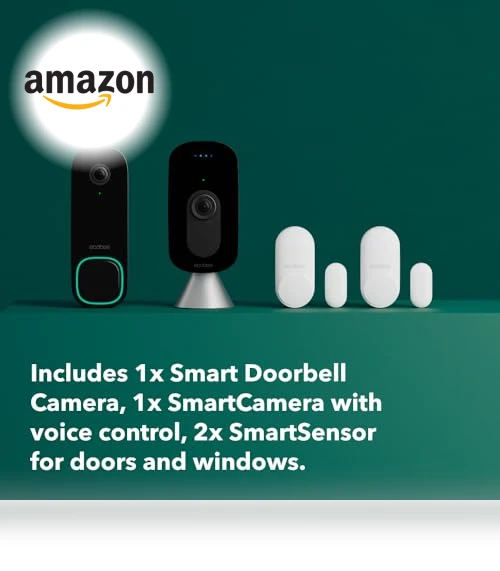 Home Security Bundle with Smart Doorbell Camera, SmartSensor, and SmartCamera — Smart Home Security, ecobee
